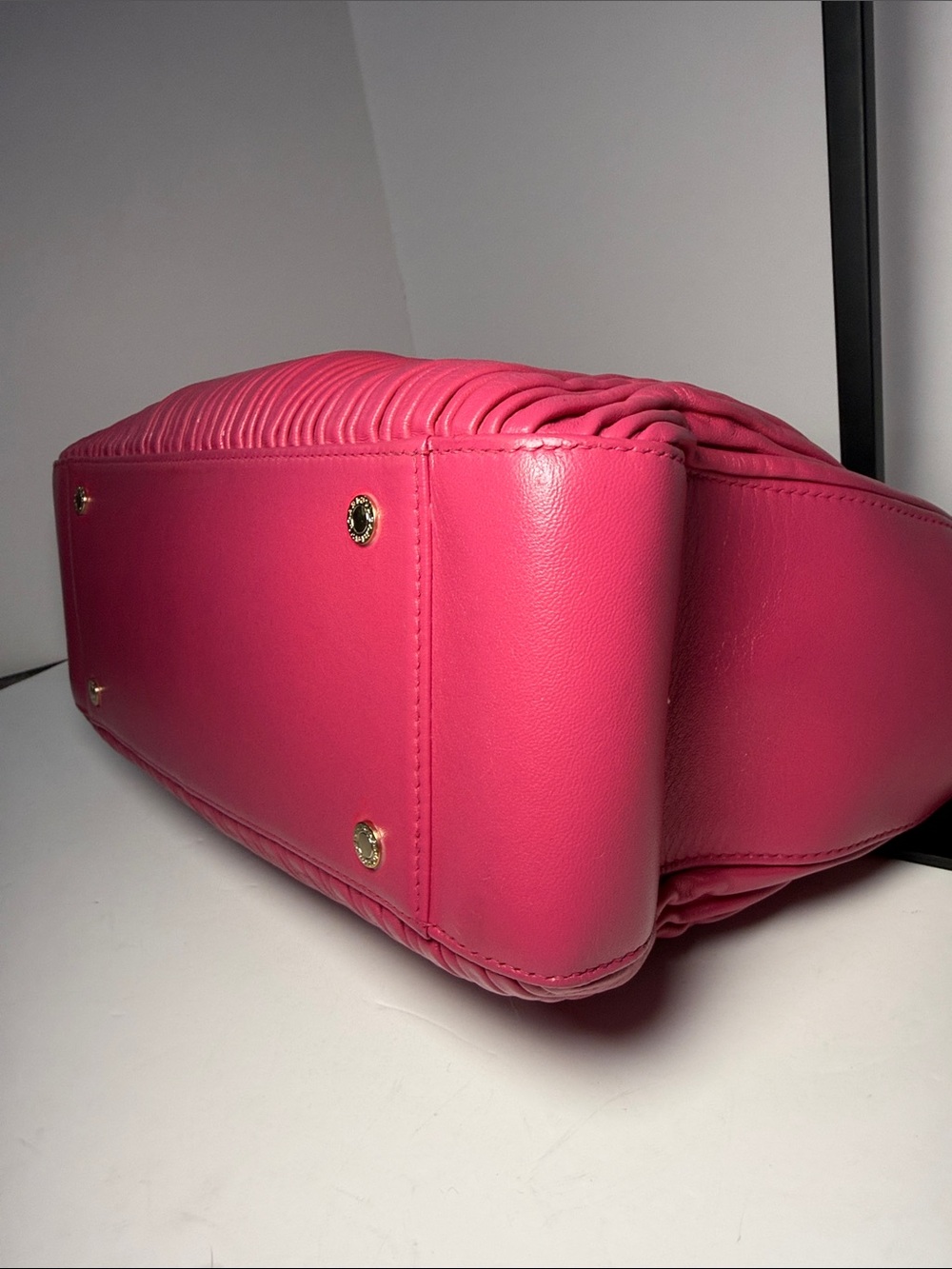 BVLGARI Monte Plissé Tote Bag – Pink Pleated Nappa Leather - Picture 8 of 13